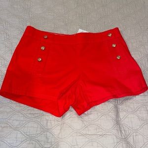 Jcrew red button front shorts